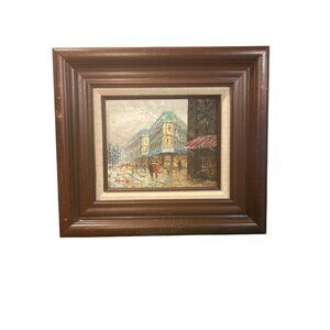 Oil Painting Paris Street Scene G. White Signed Original 18 X 16 Frame On Board